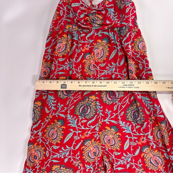 Anthropologie Women’s Red Paisley Wide Leg Jumpsuit XS - Picture 12 of 15